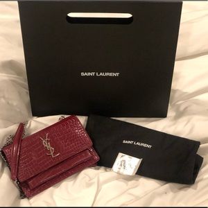 💯 authentic Saint Laurent Sunset Maroon mini bag